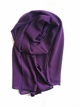Purple crepe chiffon scarf