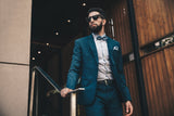 Wool Blue Windowpane Checkered Suit