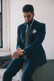 Wool Blue Windowpane Checkered Suit